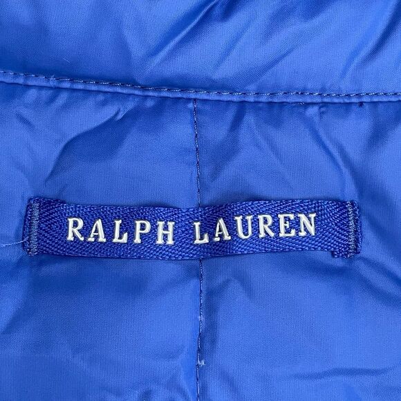 Ralph Lauren Down Puffer Jacket Women Small Royal Blue Full Zip Mock Neck Snow - Picture 7 of 11